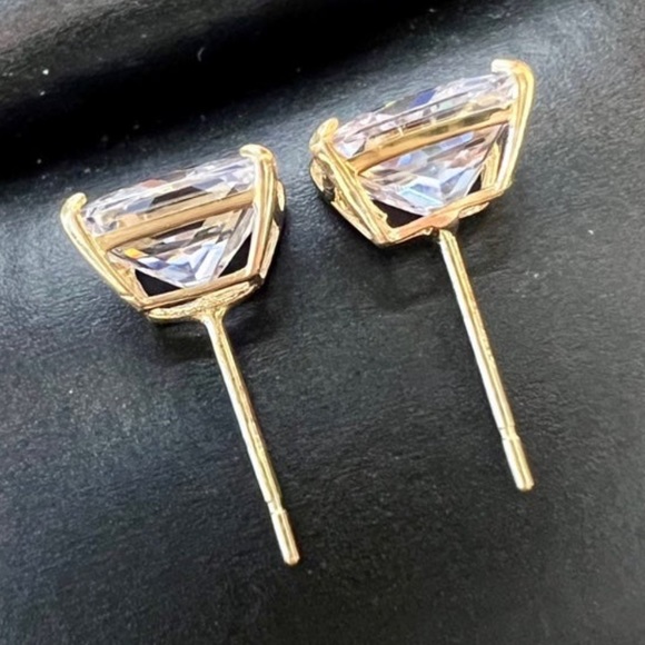 New! Princess Cut Diamond Studs set in Solid 14K Gold. Brand new 4 prong setting - Picture 8 of 15